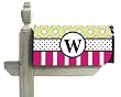 Monogram Peppy Pink & Green Polka Dot Magnetic Mailbox Cover - W Monogram Peppy Pink & Green Polka Dot Magnetic Mailbox Cover - W