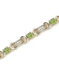 14kt Yellow Gold Oval Peridot and Diamond Bracelet