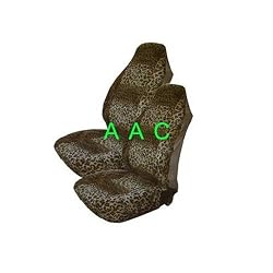 Set of 2 Universal-fit Animal Print Front Bucket Seat Cover - Leopard