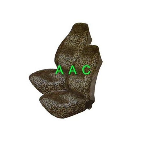 Set of 2 Universal-fit Animal Print Front Bucket Seat Cover - Leopard