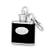 Black Faux Leather Polished Stainless Steel 1oz Key Ring Flask