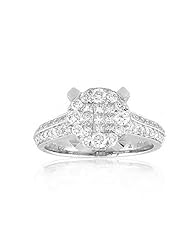 0.90ct tw Princess Cut and Round Diamond Cluster Ring set in 18k White Gold