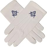 Thumbnail image for Hand Embroidered Masonic Gloves with Blue Square and Compasses