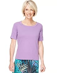 Classic Collection Pure Cotton Button Tab Top with Stay New™