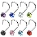 316L Surgical Steel Nose Screw with Prong Set Pink CZ - 18G - 3mm Gem Size - Safe for Autoclave - Sold Individually