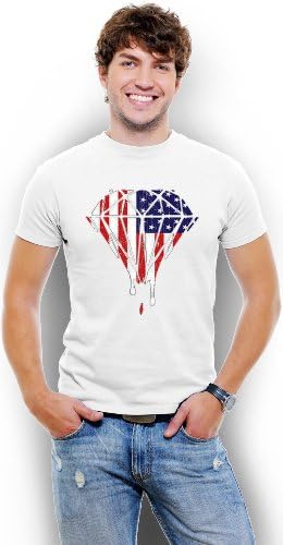 USA Flag Dimond Shape Men T-shirt (Medium, White)