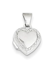 14k White Gold Polished Heart-shaped Scrolled Locket, Best Quality Free Gift Box Satisfaction Guaranteed