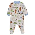 Newborn Boys' Just One Year Fleece Cars Sleep & Play - Cream/Light Blue