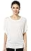 BMS Womens Short Sleeve Boat Neck Solid Shirring Dolman Drape Top Tee Shirt