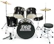 TKO 424 5-Piece Drum Set with Cymbals, Drum Throne & Bass Pedal; Color Black