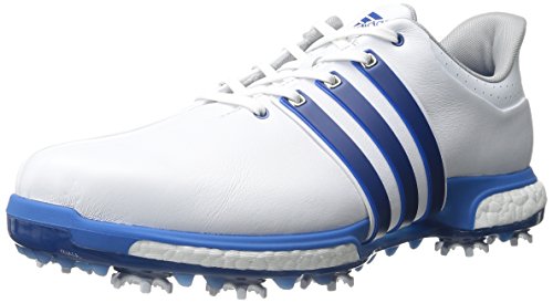 adidas Golf Men's Tour360 Boost Spiked Shoe,White/Eqt Blue/ Shock Bl,12 US