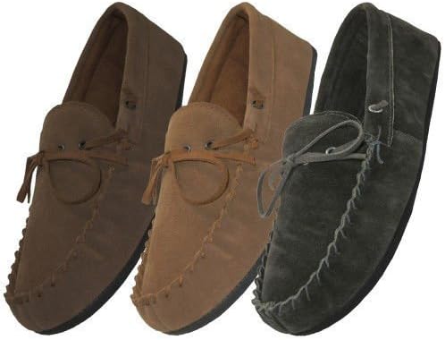 MEN'S MOCCASINS - BEIGE - HOUSE SLIPPERS - INDOOR OUTDOOR GARAGE HOME SLIP ONS SHOES -M080004 (13)