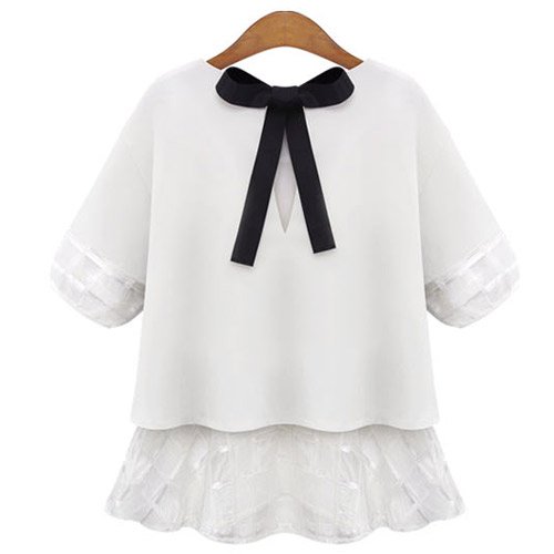 (イイネショップ) eeNeshop チェック 柄 フリル リボン ブラウス