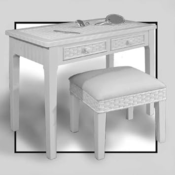 Cottage Wicker Vanity & Bench Set,4284/vanity