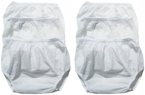 Dappi Waterproof 100% Vinyl Diaper Pants, White, Large - 6 Pack