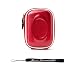 Candy Red Durable Slim Protective Storage Cover Cube Carrying Case with Internal Mesh Pocket with Carabiner clip for Canon Power-Shot A490 A495 A800 A1200 A2200 A3000 IS A3100 IS A3300 IS D10 ELPH 100 HS ELPH 300 HS ELPH 310 HS Point and Shoot Digital Camera + Includes eBigValue Determination Hand Strap Key Chain