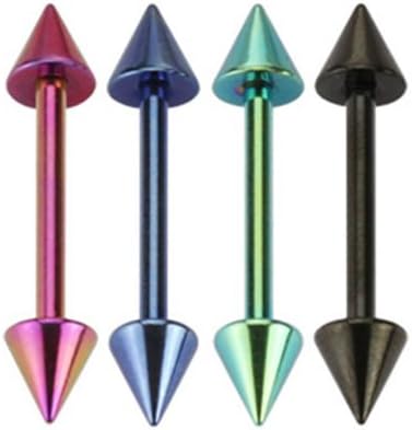 4 - 14 Gauge 5/8" 5x5 Cone Titanium Ion 316L Surgical Steel Spike Barbell T177