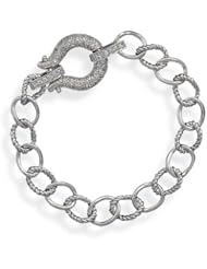 CleverSilvers 7 Inch Rhodium Plated Link Bracelet With Czs