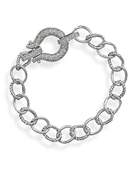 Rhodium Plated Link Bracelet with CZs (7 Inch)