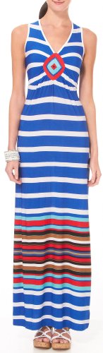 OneWorld Tranquil Stripe Diamond Maxi Dress BLUE MULTI Large