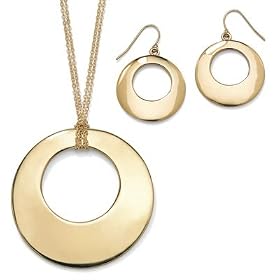 2-Piece 14k Gold-Plated Open-Circle Disk Jewelry Set