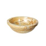 Decolav 1645-M-BTK 16-Inch Round Stone Vessel with Lip, Burma Teak Marble