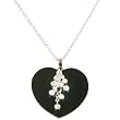Black Onyx Heart Necklace Sterling Silver CZ Diamond Pendant By Bucasi