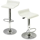 Apontus PU Leather Swivel Hydraulic Bar Stool, Set of 2, White