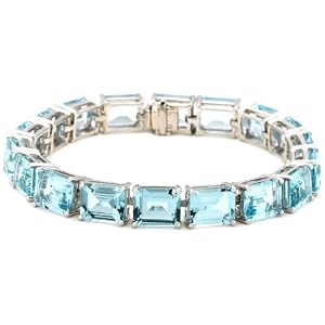 Sterling Silver Blue Topaz Rectangular-Cut Bracelet, 7.25 by