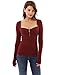 PattyBoutik Women's Square Neck Zip Front Empire Waist Blouse