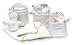 Trend Lab Oval Bath Bag in Sage Trim, Plus Hooded Towel, Mitt and Wash Cloth Terry Velour