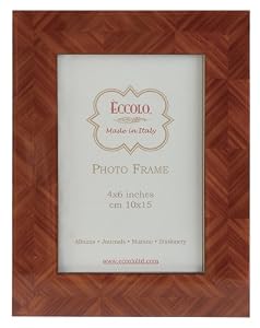 Italian Wooden Picture Frame, Herringbone Parquet, Tan