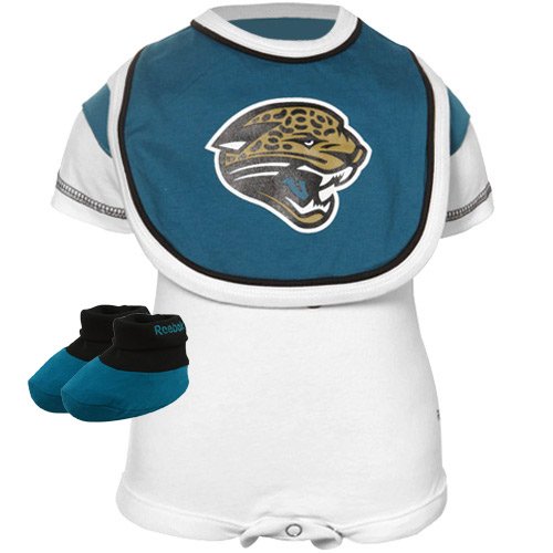 Reebok Jacksonville Jaguars Newborn Creeper, Bib & Bootie Set 6-9 Months