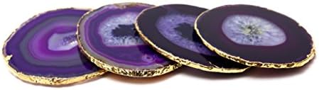 Purple Gold Rimmed Agate Coasters