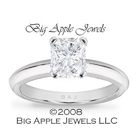 1.00 CT RADIANT CUT DIAMOND ENGAGEMENT RING H VS-2