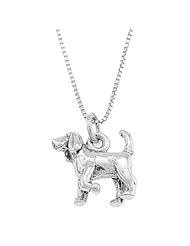 Sterling Silver Three Dimenional Bloodhound Dog Necklace