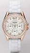 Fossil #ES2810 Women's Riley White Silicone Strap Multi Function Glitz Accented Watch