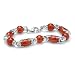 Red Jade Sterling Silver Link Bracelet 8"