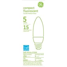 GE 16099 5-Watt Self-Ballasted Candle CFL Soft White B13 Light Bulb