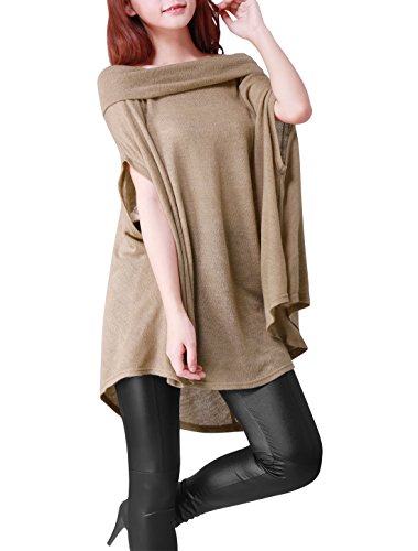 Allegra K Ladies Off Shoulder Oversize Knit Shirt Dolman Sleeve Cape Tops