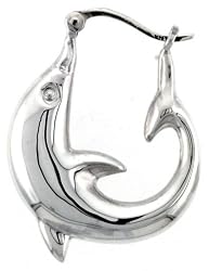 Sterling Silver High Polished Medium Dolphin Earrings