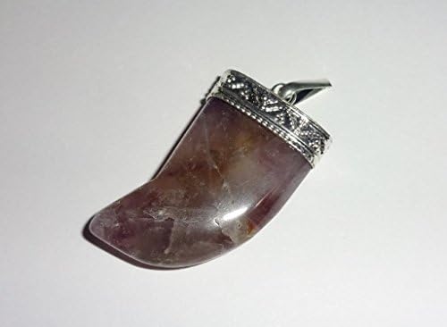 (#1) Cacoxenite "Super 7" A-grade Tusk with Silver Metal Bail Pendant "Melodies Stone" 100% Natural Tumbled Gemstone Crystal Healing Pendant