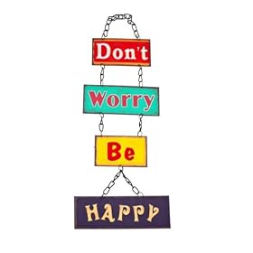 Don't Worry Be Happy Vintage Shabby Chic Hanging Metal Sign
