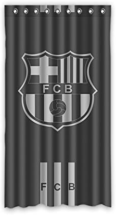 DONGMEN FC Barcelona Logo Black and Grey Ployester Window Curtain 52"x96" One Piece Perfect for Living Room Bedroom Bathroom Kitchen and Kids' Room