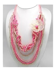 Flower Wood Necklace In Zinc