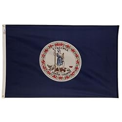 Valley Forge Nylon Virginia State Flag, measures 3-Foot x 5-Foot