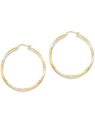 2.5mm, Twisted Hoop Earring in 14K Gold And Rhodium 45mm (1 3/4")
