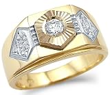 New Solid 14k Yellow Gold Mens Wedding Solitaire CZ Cubic Zirconia Band Ring 0.5 ct