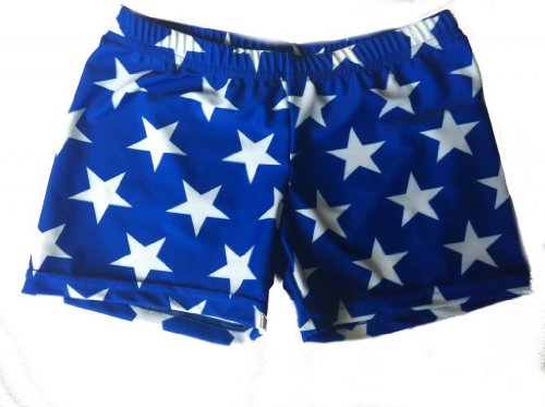 Blue with White Stars Basic Shorts (Blue, 2.5 in. Adult L 10-12)