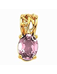 10K Yellow Gold Oval Cut Pink Sapphire Pendant -- LIFETIME WARRANTY
